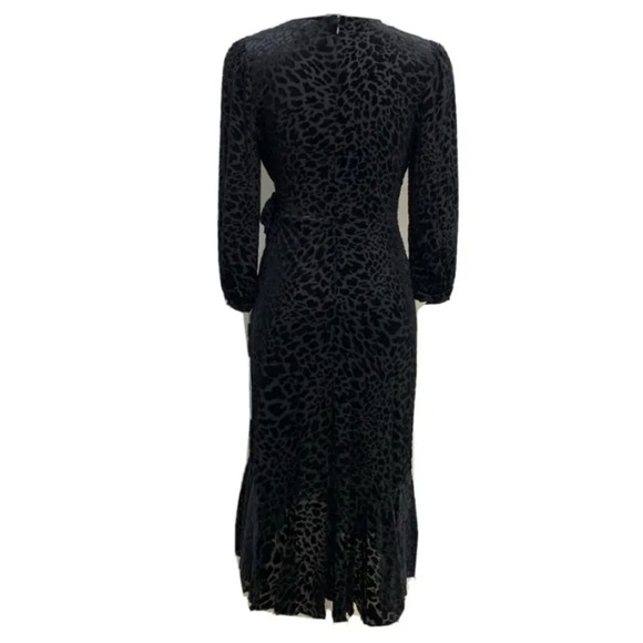 Calvin‎ Klein BLACK Burn Out Velvet Fit & Flare Surplice Dress size 4 New! - Picture 6 of 11
